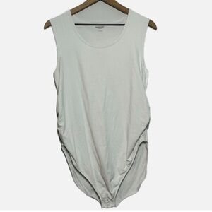 Old Navy maternity white sleeveless body suit ruched sides sz L